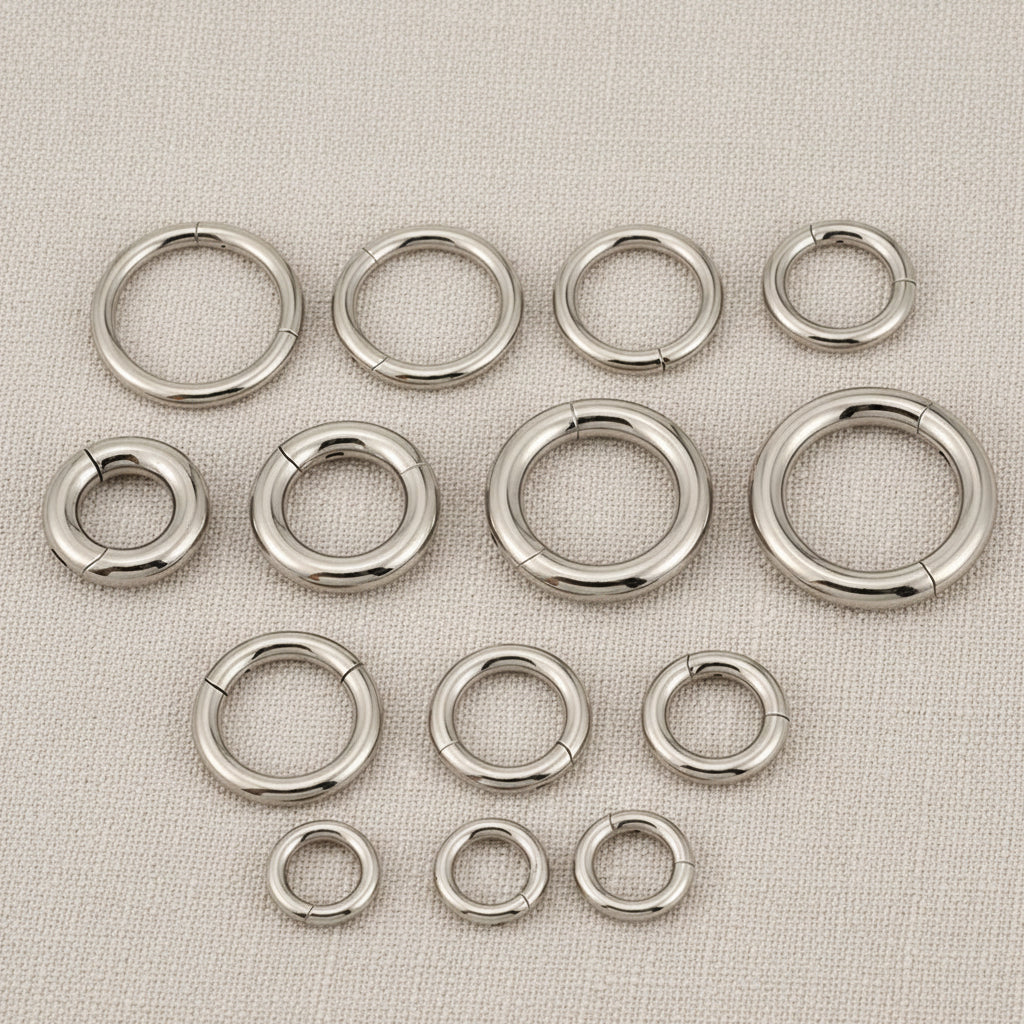 Handmade thick titanium hinged segment clicker hoop — large gauge septum nose ring ear piercing (1pc)