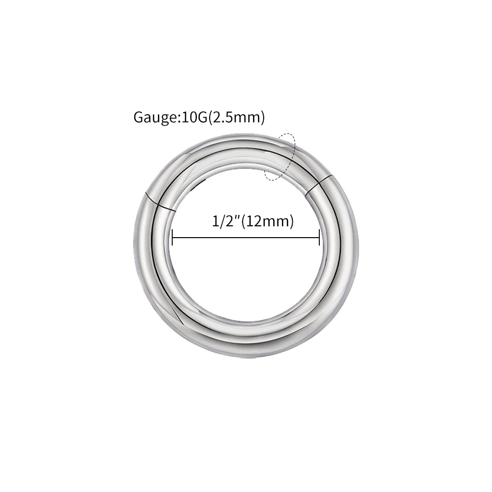 Handmade thick titanium hinged segment clicker hoop — large gauge septum nose ring ear piercing (1pc)