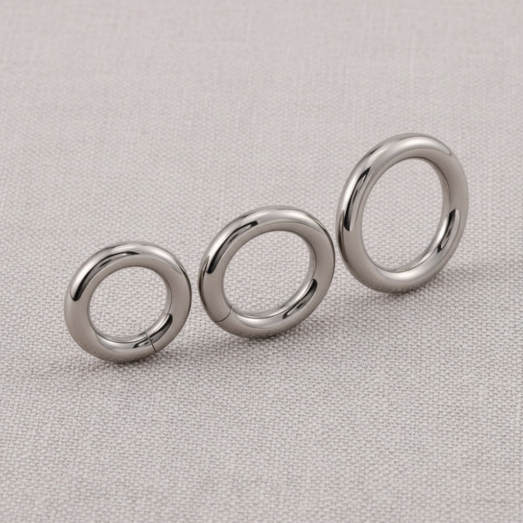 Handmade thick titanium hinged segment clicker hoop — large gauge septum nose ring ear piercing (1pc)