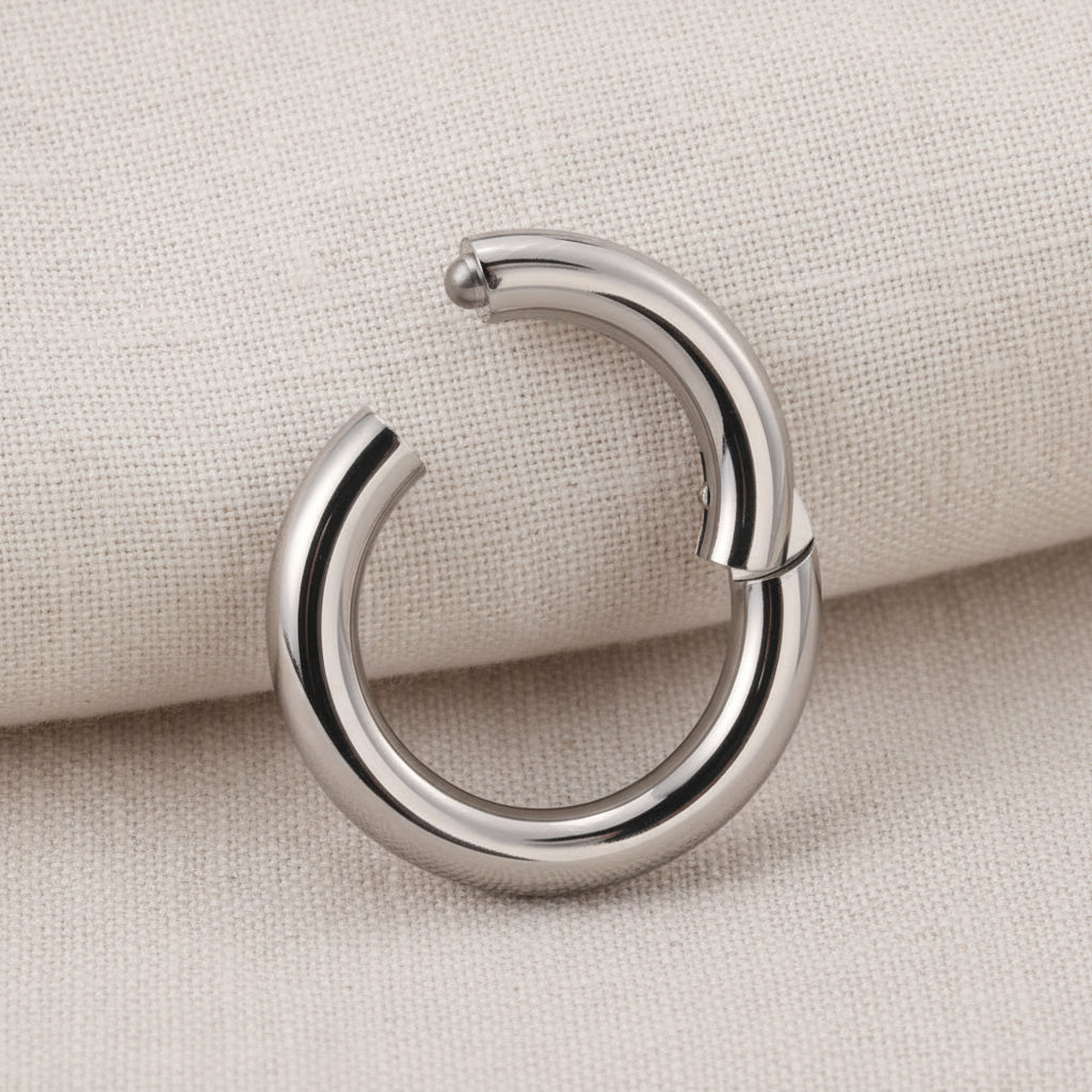 Handmade thick titanium hinged segment clicker hoop — large gauge septum nose ring ear piercing (1pc)