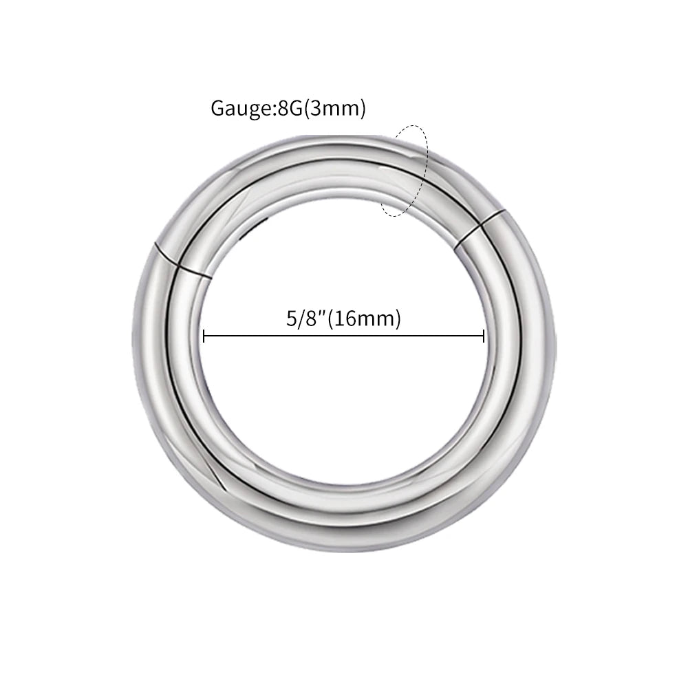 Handmade thick titanium hinged segment clicker hoop — large gauge septum nose ring ear piercing (1pc)