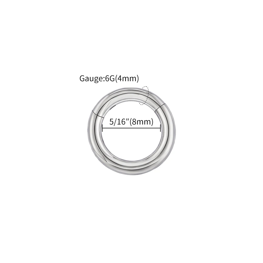 Handmade thick titanium hinged segment clicker hoop — large gauge septum nose ring ear piercing (1pc)