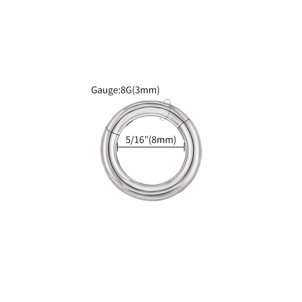 Handmade thick titanium hinged segment clicker hoop — large gauge septum nose ring ear piercing (1pc)