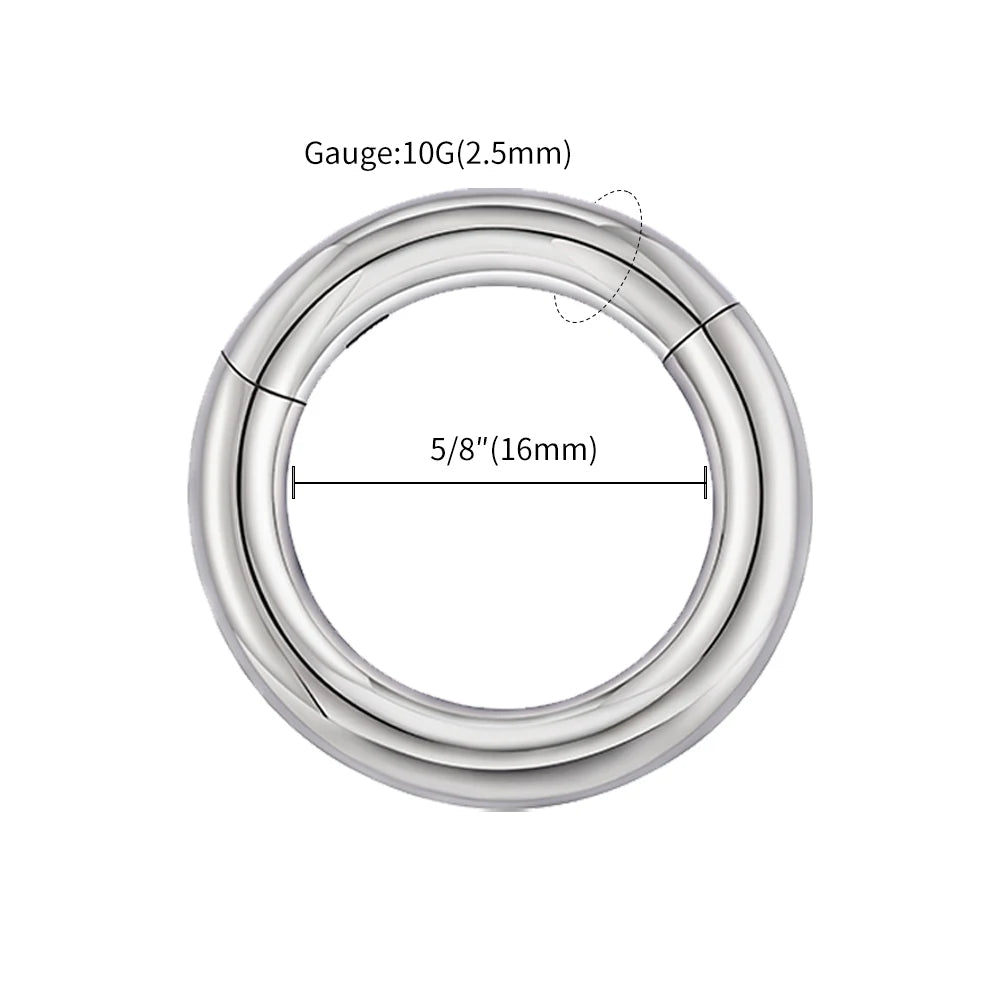 Handmade thick titanium hinged segment clicker hoop — large gauge septum nose ring ear piercing (1pc)