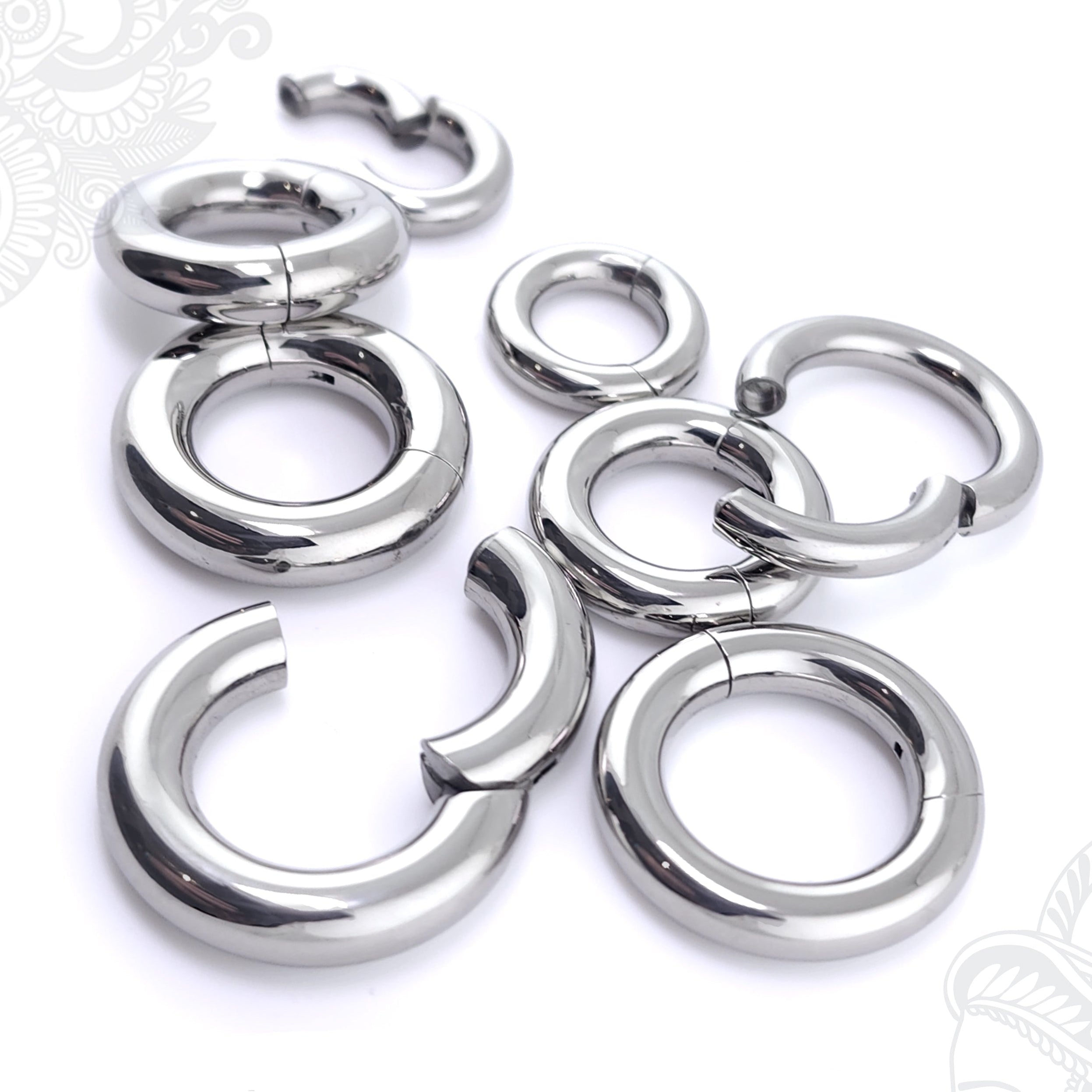 Handmade thick titanium hinged segment clicker hoop — large gauge septum nose ring ear piercing (1pc)