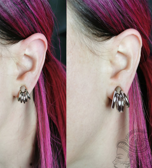Handmade thick titanium hinged segment clicker hoop — large gauge septum nose ring ear piercing (1pc)