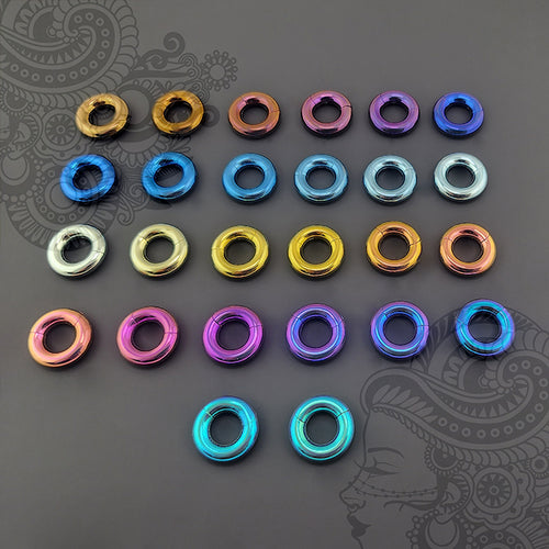Handmade thick titanium hinged segment clicker hoop - Anodised Colour Finish - large gauge septum nose ring ear piercing (1pc)