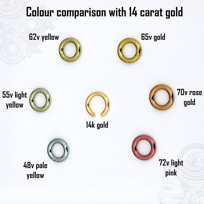 Handmade thick titanium hinged segment clicker hoop - Anodised Colour Finish - large gauge septum nose ring ear piercing (1pc)