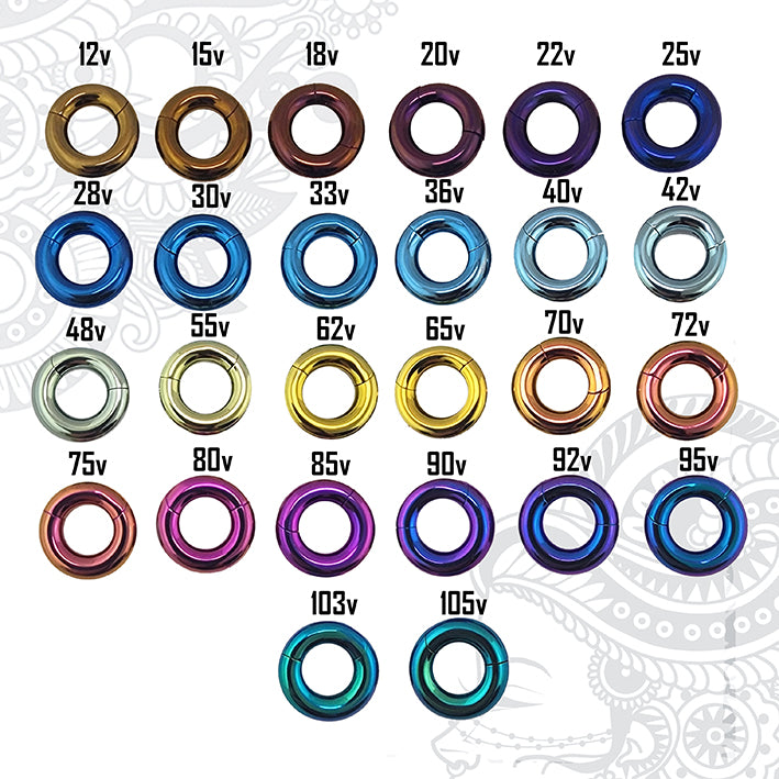 Handmade thick titanium hinged segment clicker hoop - Anodised Colour Finish - large gauge septum nose ring ear piercing (1pc)